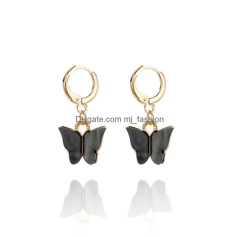 fashion charm earrings acrylic butterfly shaped jewelry small  sweet drop earring for women cute gifts