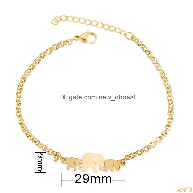 fashion elephant bracelets bangles animal chain link female stainless steel bracelet for women jewelry accessories