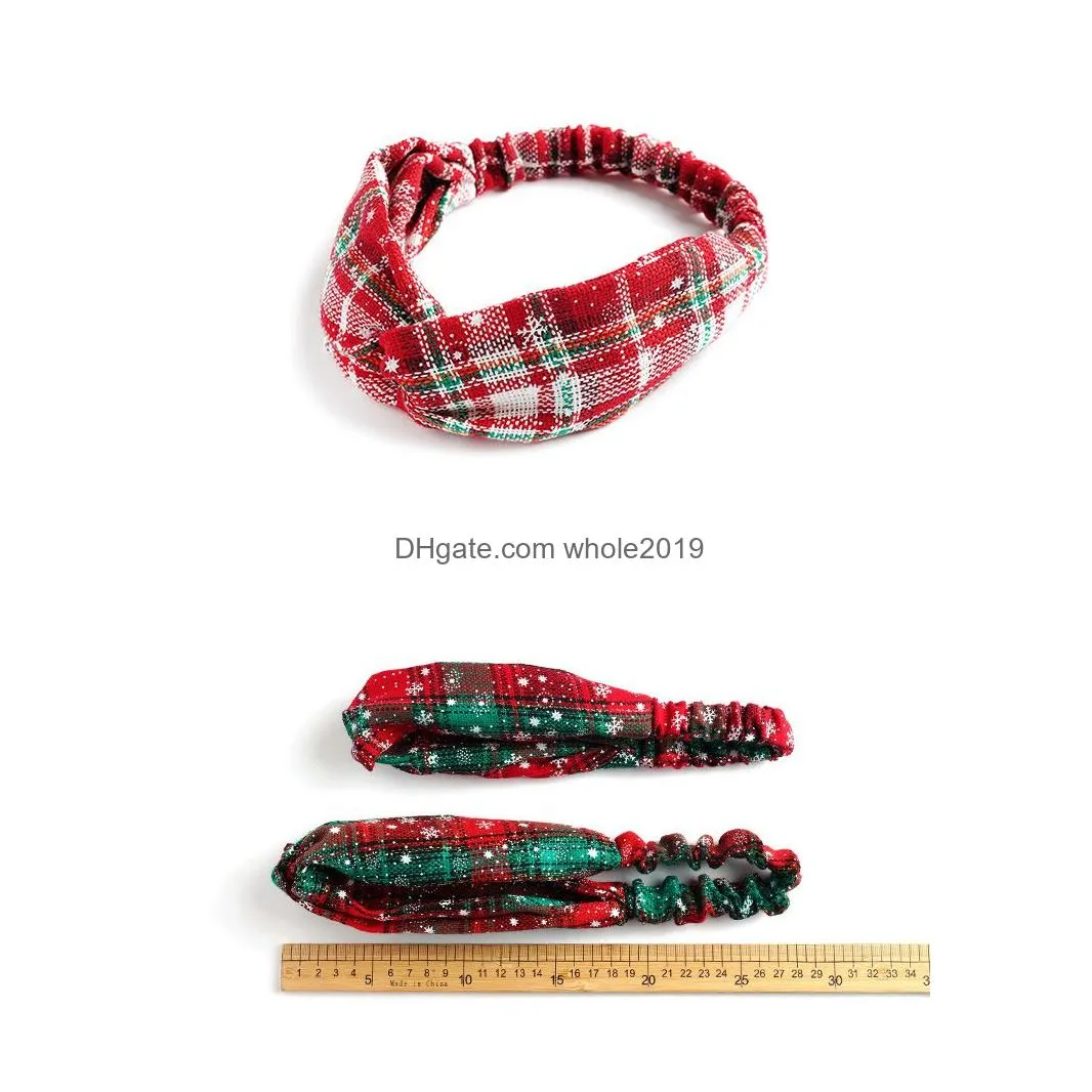 fashion christmas adult kids headbands mother baby turban mom daughter bow knotted hairband plaid print hair accessories ornament