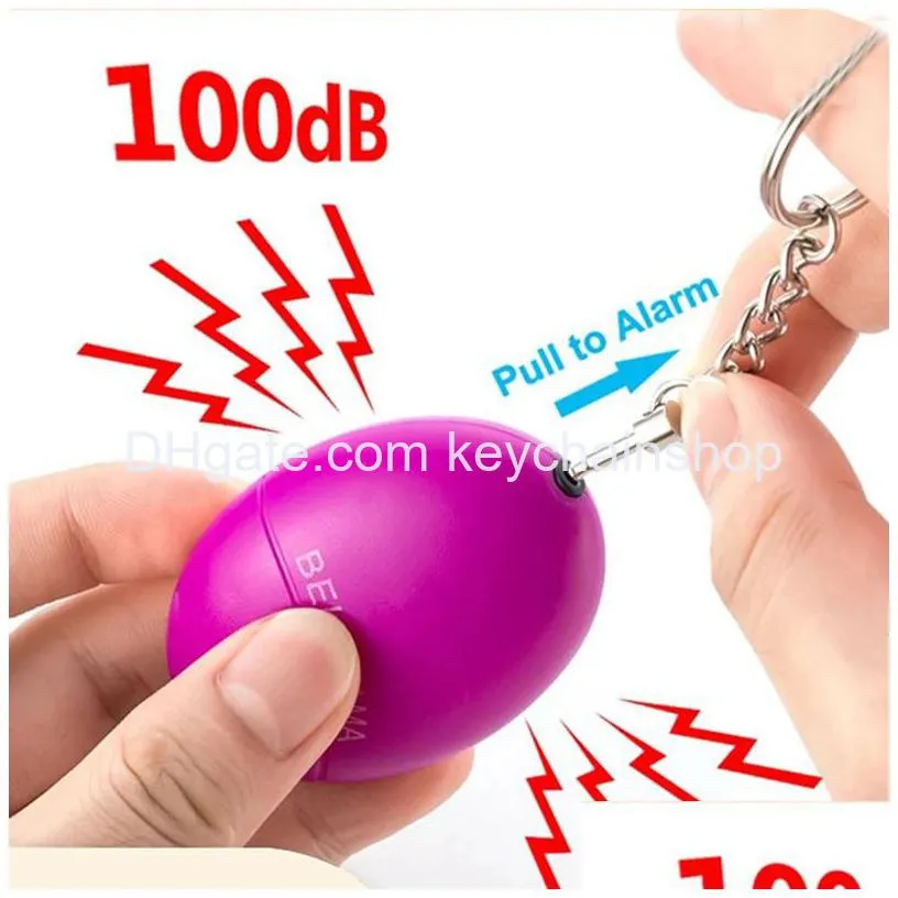 120db egg shape self defense alarm keychain girl women protect alert personal security alarms system
