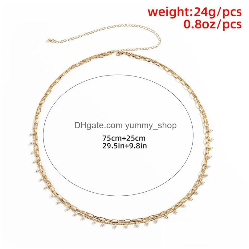 sexy imitation pearl belly chain for women fashion dress decorative waistband waist belt chains ladies jewelry gifts