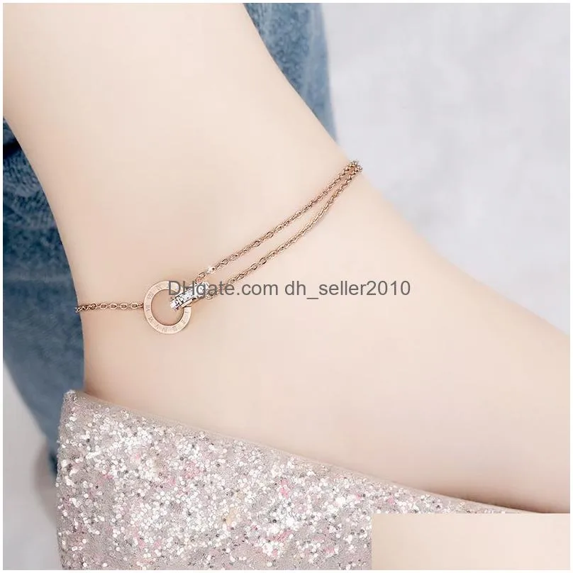 classic coin bell pendant titanium steel gold anklet for women fashion korean butterfly ankle jewelry girls y swimsuit party gift