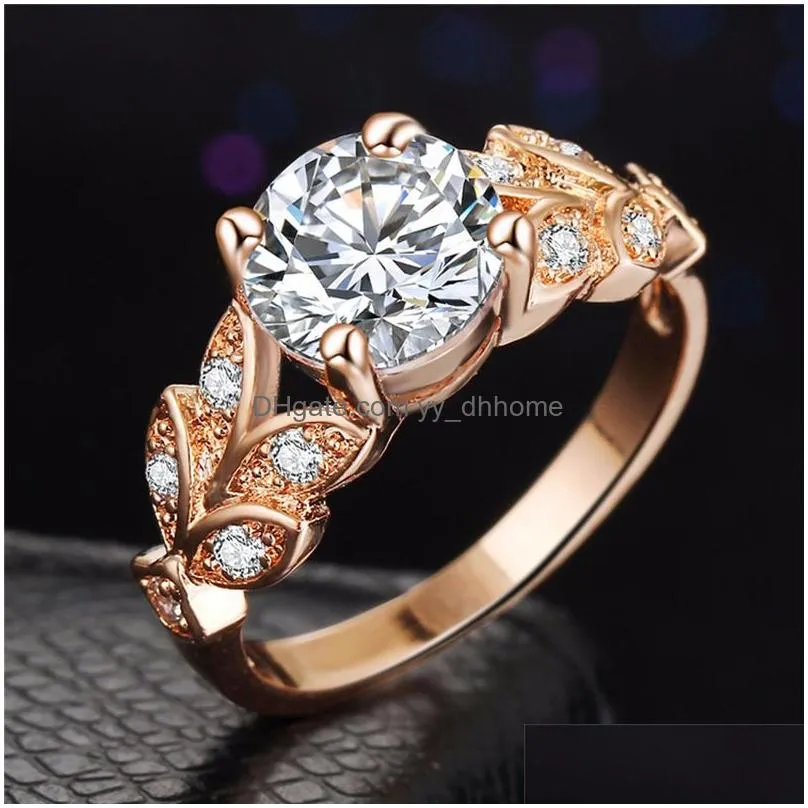 classic engagement cluster rings for women men aaa white cubic zircon female rhinestone wedding band cz ring jewelry