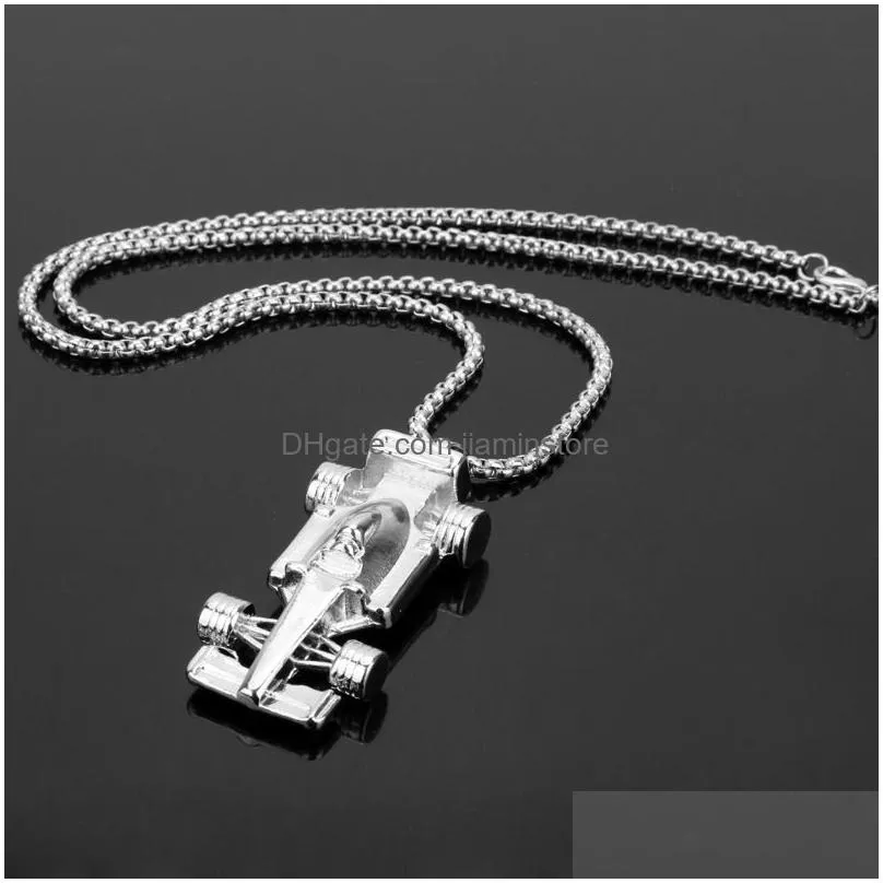 mini race racing car pendant necklace men hiphop jewelry snake chain metal key chain mens necklaces charm accessories