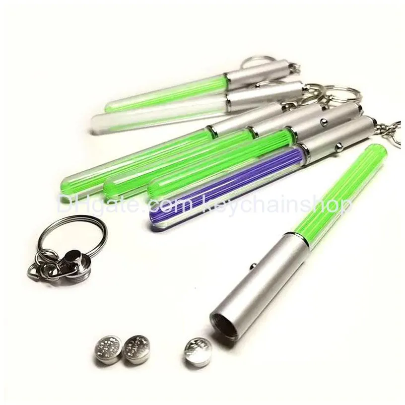 led flashlight stick keychain party supplies mini torch aluminum key chain key ring durable glow pen wand lightsaber light fire sticks