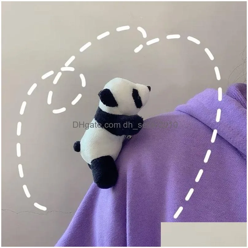 cute 10cm adorable panda plush stuffed brooches toys dolls gift for birthday christmas party anniversary small pendant brooch