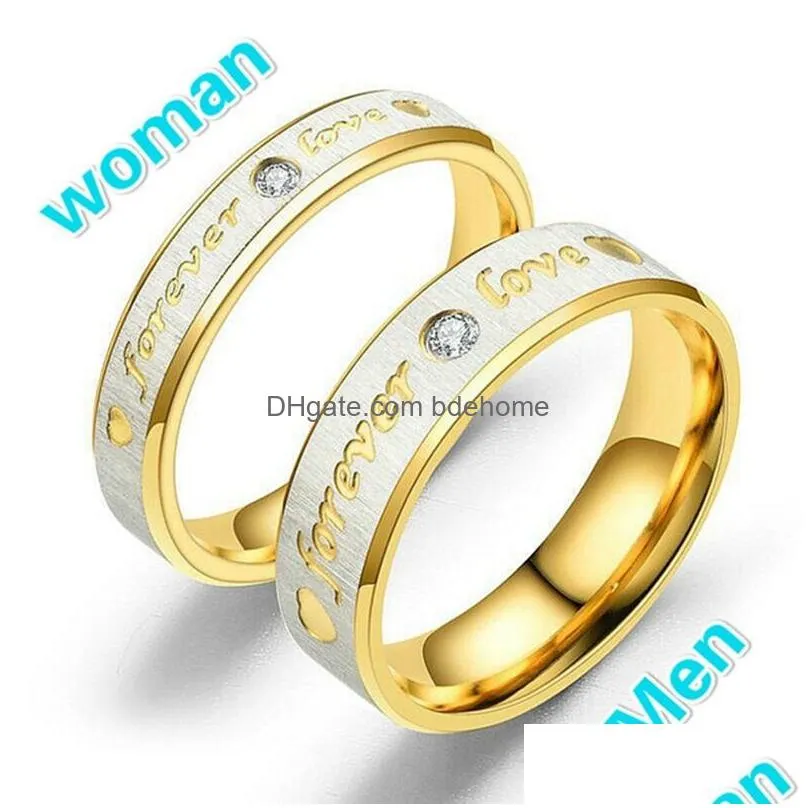 fashion titanium steel couple rings his and hers promise ring alliances of marriage love ring lord wedding for lover