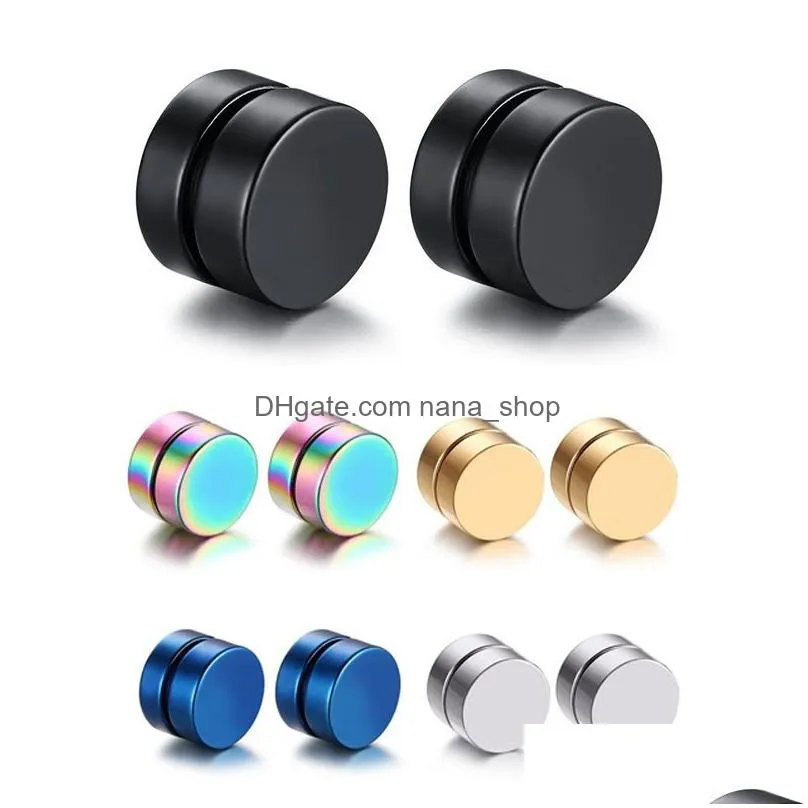 punk stainless steel men strong magnet studs set non piercing ear clip earrings for boyfriend lover jewelry gift