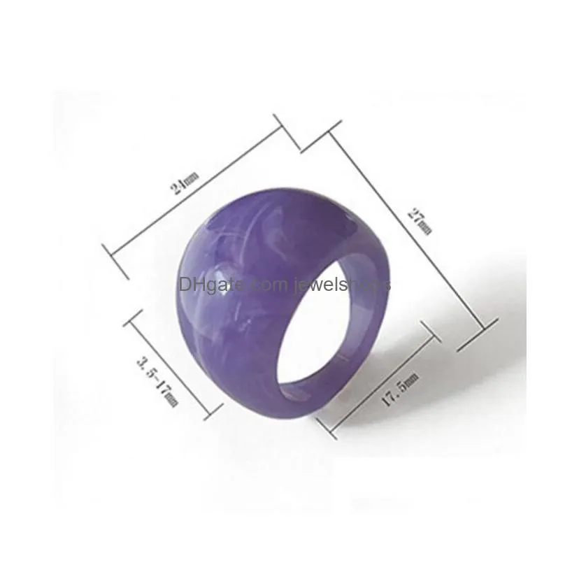 geometry irregular round acrylic colorful resin band rings transparent women men party daily jewelry 9 colors wholesale