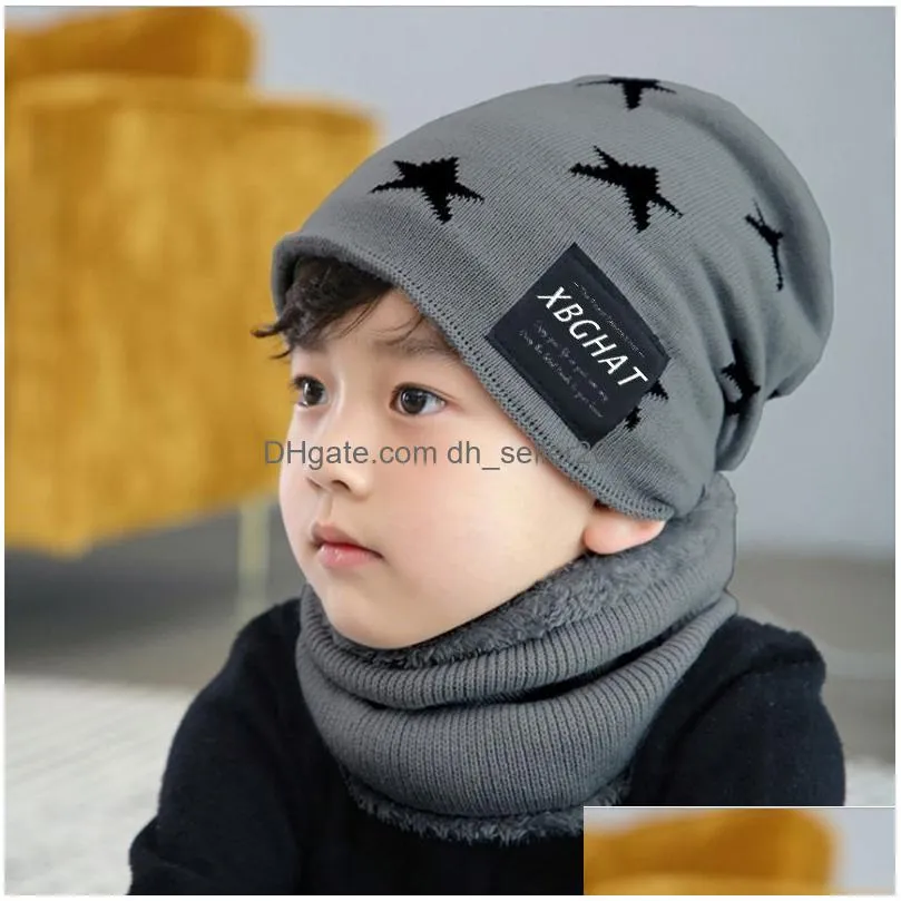 baby boy hat scarf set winter beanies knit cotton warm soft beanie for children girls hip hop caps fashion accessories