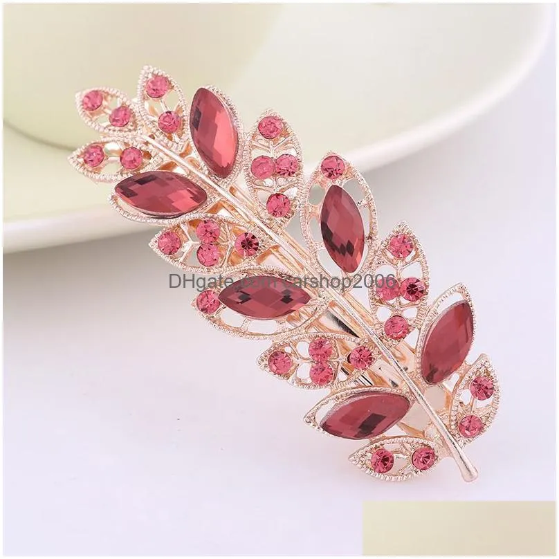 casual women girls large crystal flower barrettes spring top clip word clip elegant female fashion hairpin hair accessories 9x3cm