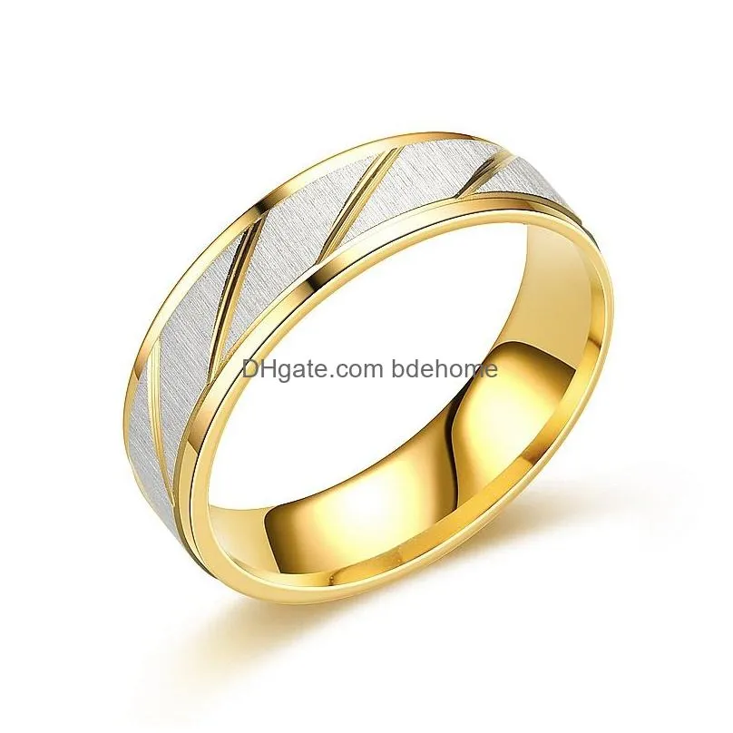 4-6mm stainless steel couple rings engrave name lovers gold wave pattern wedding promise ring for women men engagement jewelry