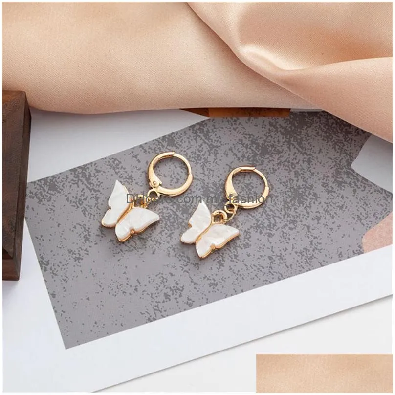 fashion charm earrings acrylic butterfly shaped jewelry small  sweet drop earring for women cute gifts