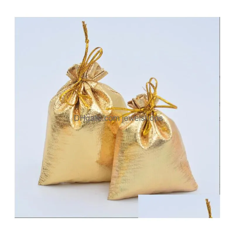 4 sizes gold silver plated gauze satin jewelry bags jewelry christmas candy gift packing pouches bag 5x7cm 7x9cm 9x12cm 11x16cm