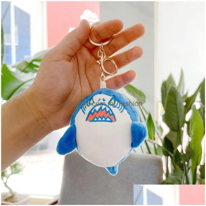 11cm cute simulation shark plush key chain creative scented soft plush cartoon shark keychains bag pendant key ring holder kids