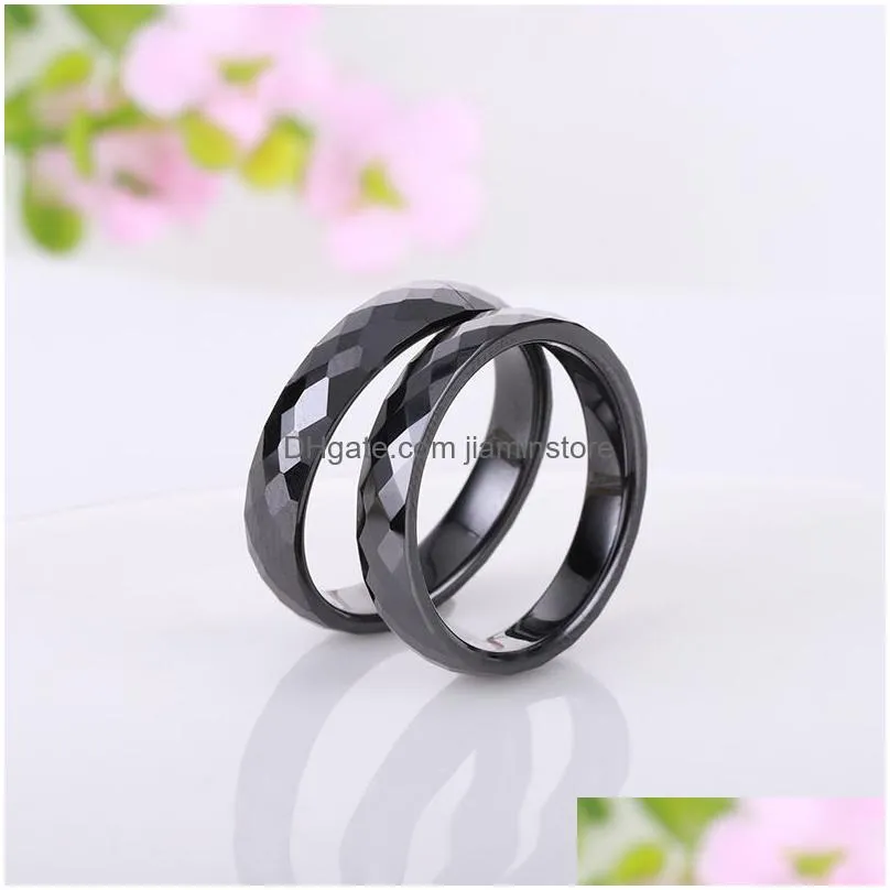 personality dark white black multi-faceted ceramic rings men women fashion jewelry ring gift 4-6mm