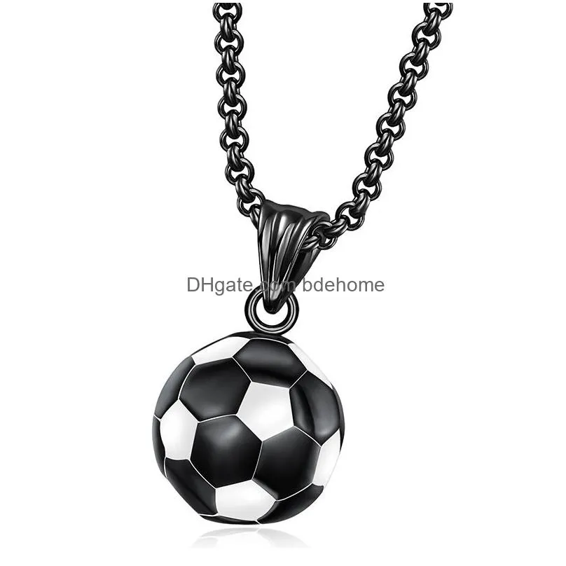 fashion stainless steel football necklace men soccer pendant necklace women sporty jewelry gift