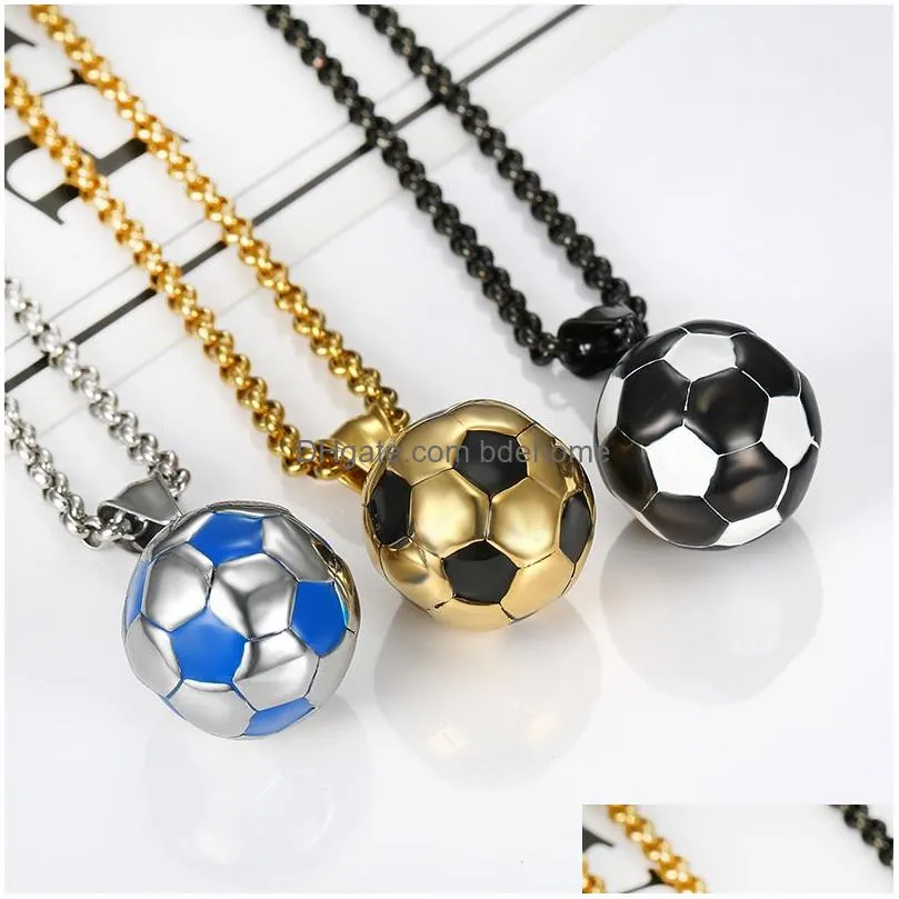 fashion stainless steel football necklace men soccer pendant necklace women sporty jewelry gift