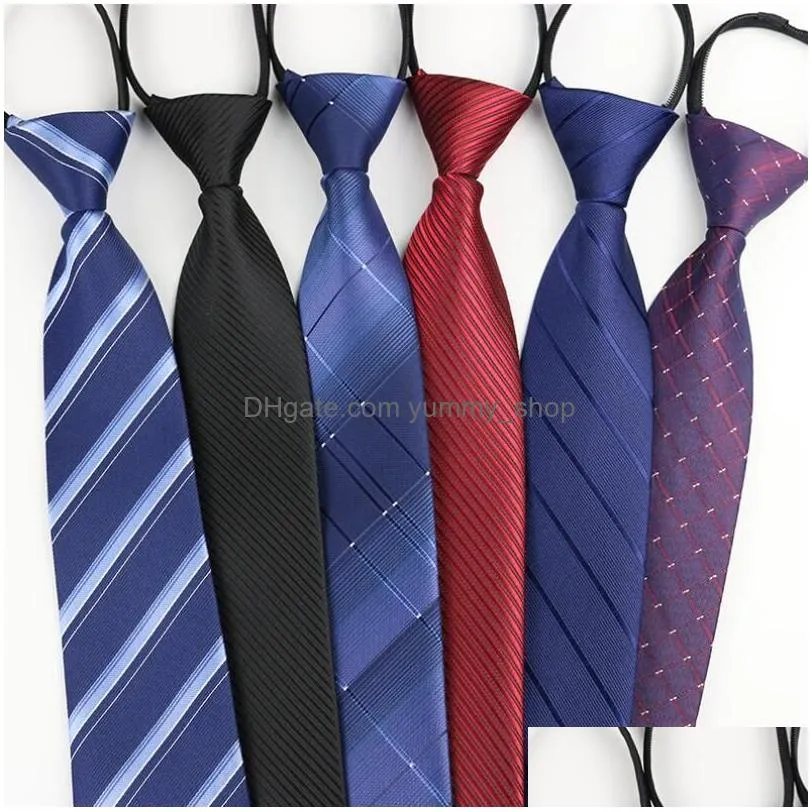 men zipper tie lazy ties fashion 8cm business necktie for man skinny slim narrow bridegroom party dress wedding neckties present