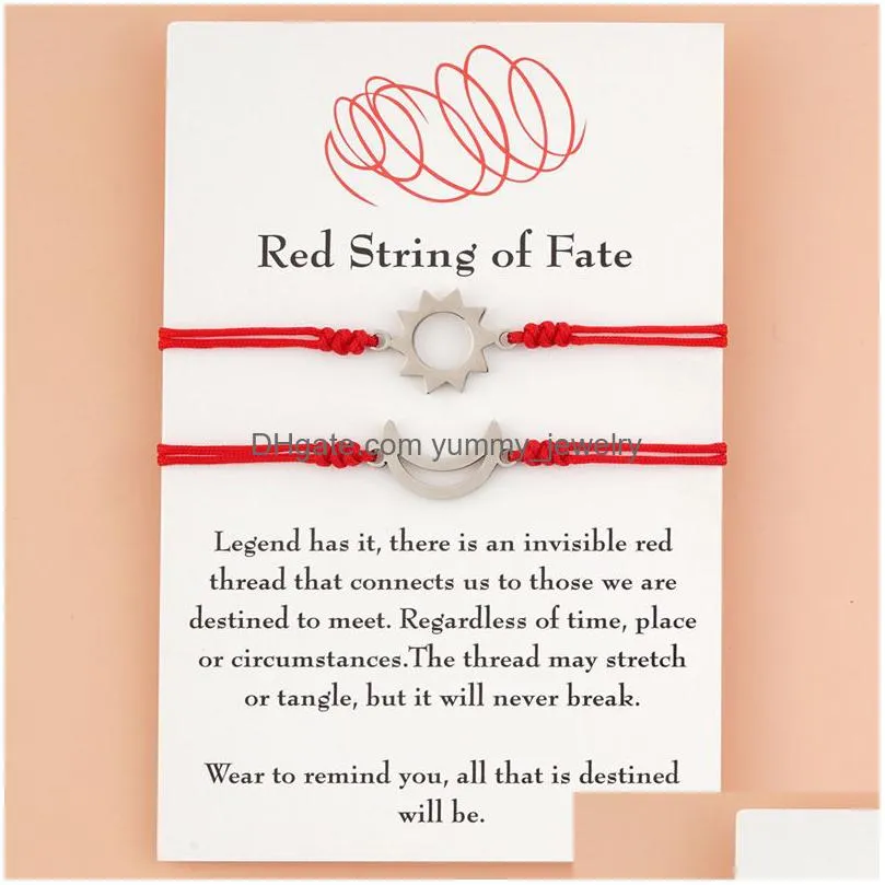 sun and moon bracelets red string of fate jewelry travel bracelets bracelets for 2 couples bracelets his and hers