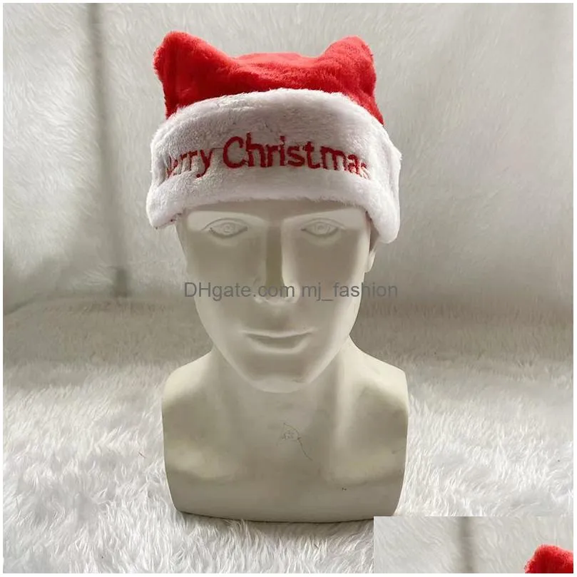 christmas xmas soft hat santa claus red short plush noel hat merry christma decor gift happy new year traditional cap for party costume