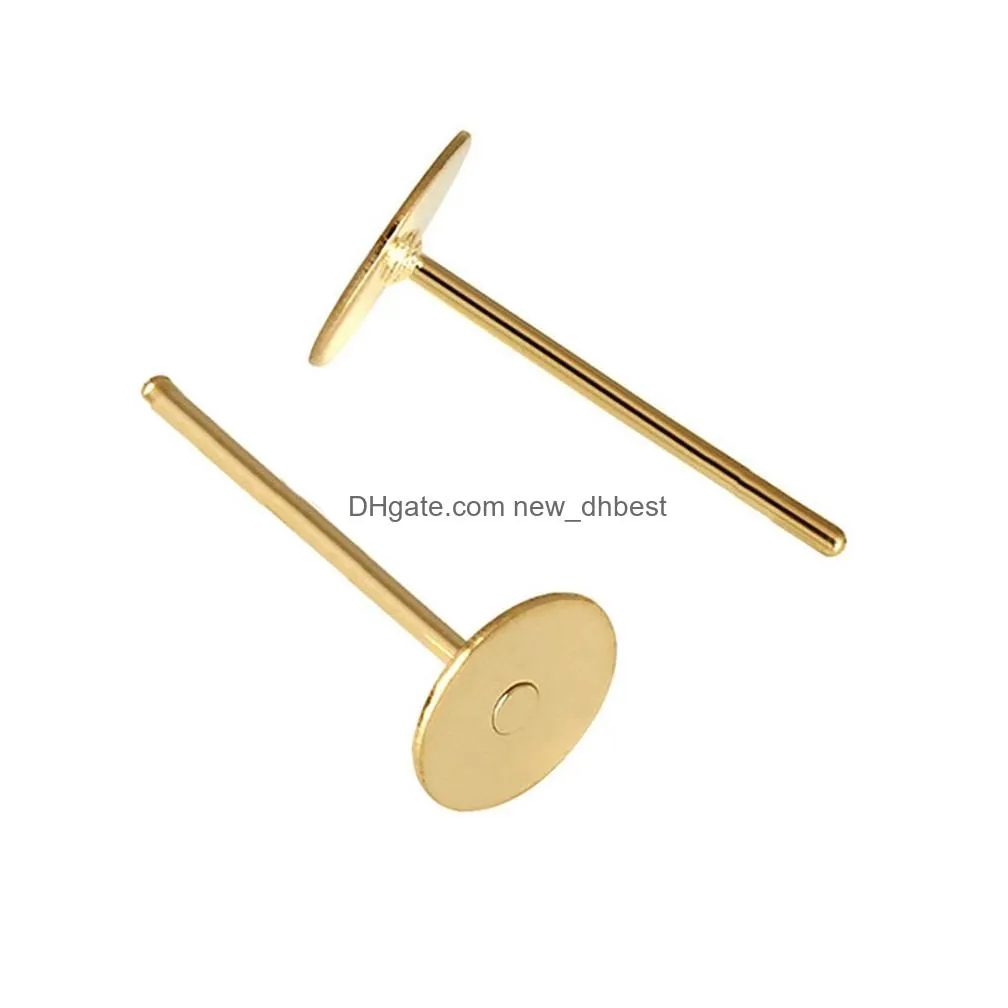 gold plated flat bottom ear pin ear studs diy earrings supplies jewelry findings set copper material accessories