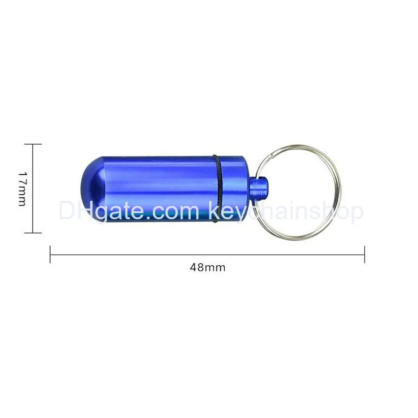 travel aluminum alloy waterproof pill box case keyring key chain medicine storage organizer bottle holder container keychain 