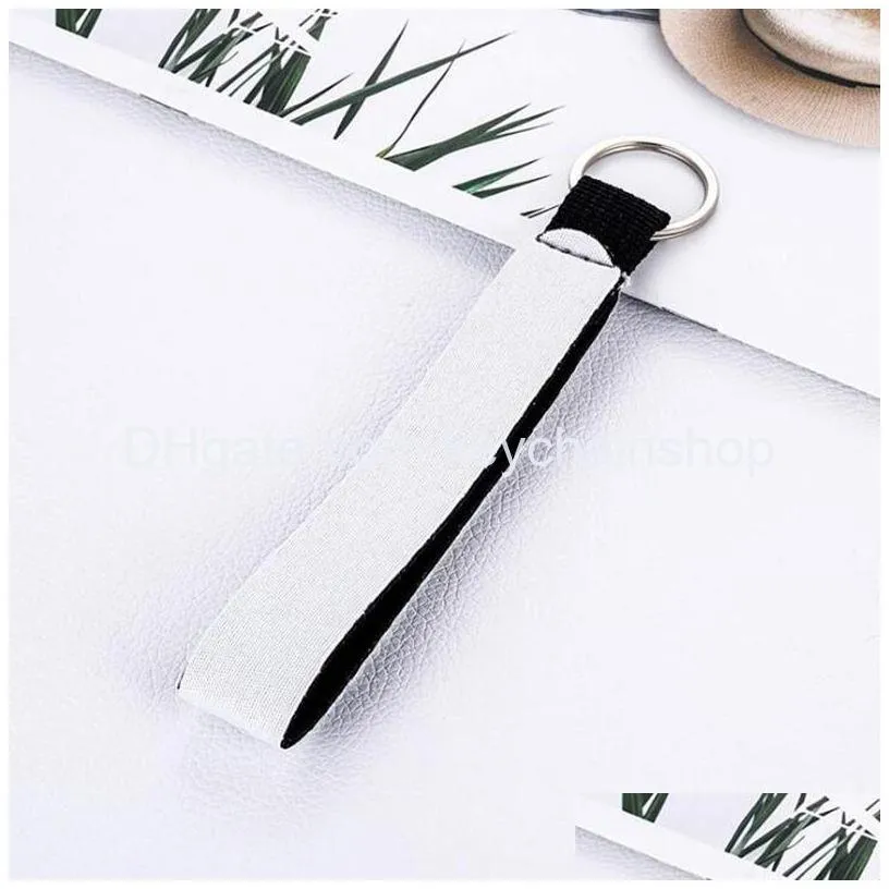 neoprene wristlet keychains favor sublimation print blank lanyard strap band split ring key chain holder hand wrist keychain for girls