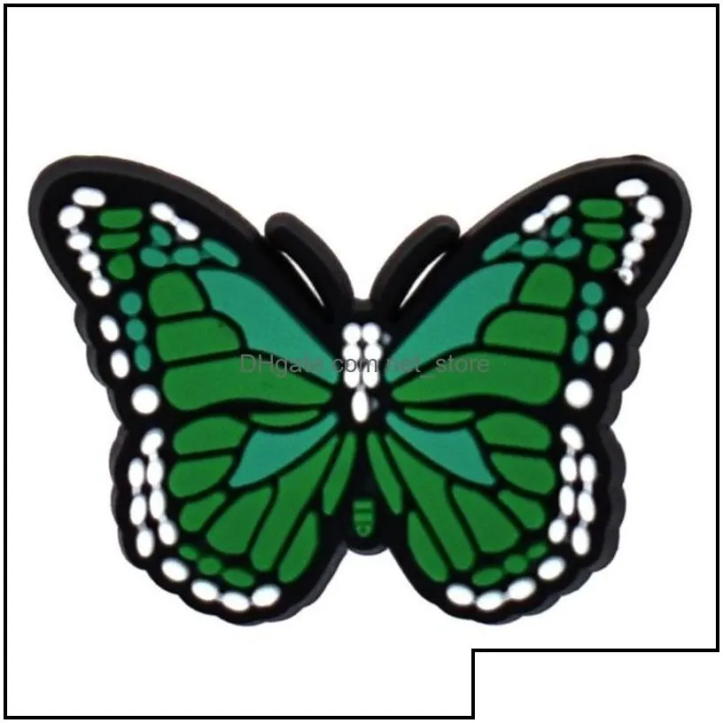 Wholesale Insect Colorf Butterflys For Croc Pvc Shoe Charms Buckles Fashion Accessories Soft Rubber Drop Delivery Parts Shoes