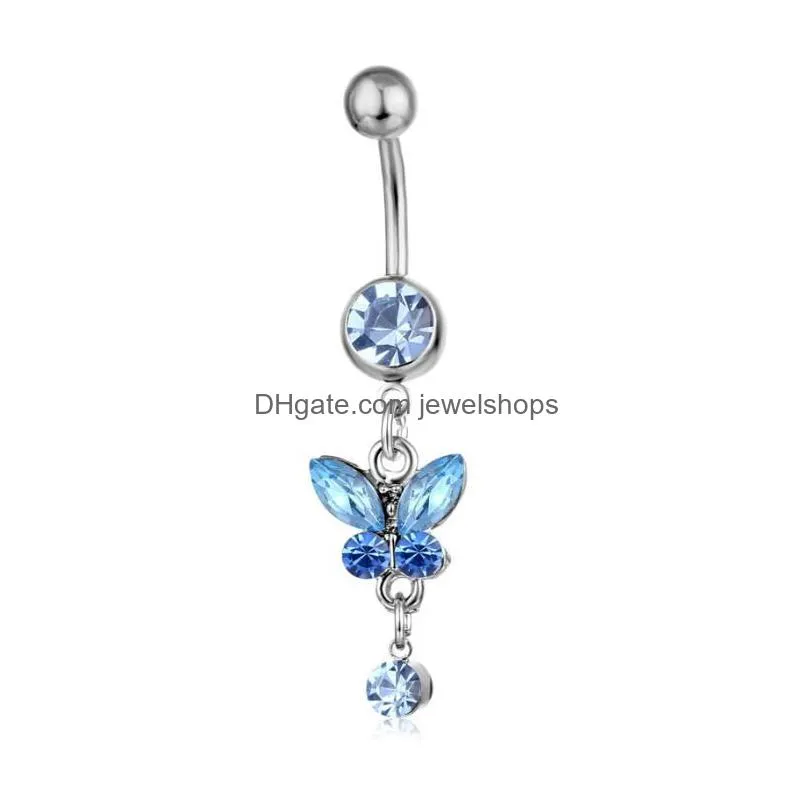 fashion charm butterfly belly button navel rings body piercing jewelry dangle accessories