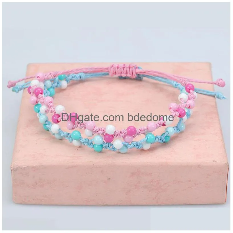 new macaron color bead woven bracelet princess beaded bracelet party friendship student kids bracelet wholesale