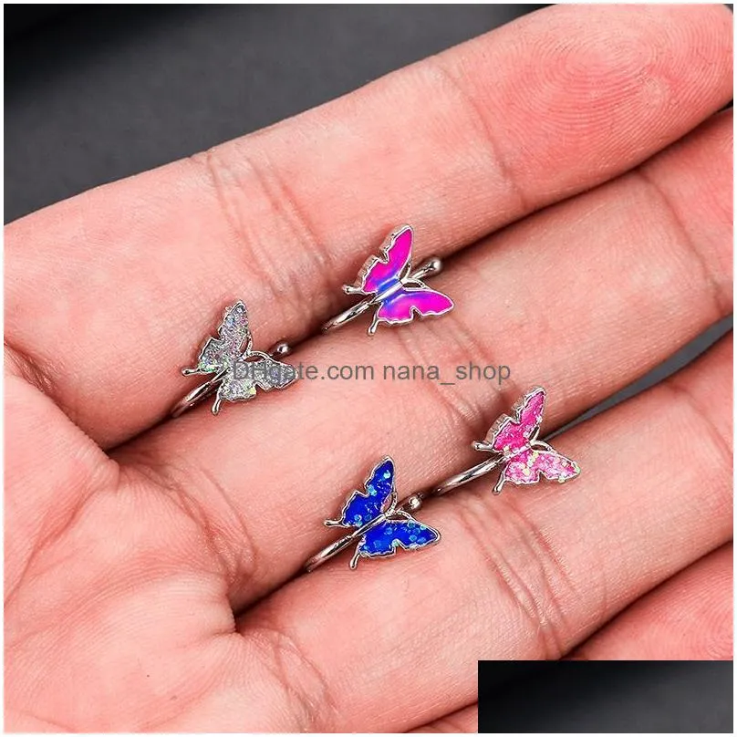 casual butterfly nose clip fashion personalized u-shaped false nose ring faux nose piercing jewelry for women