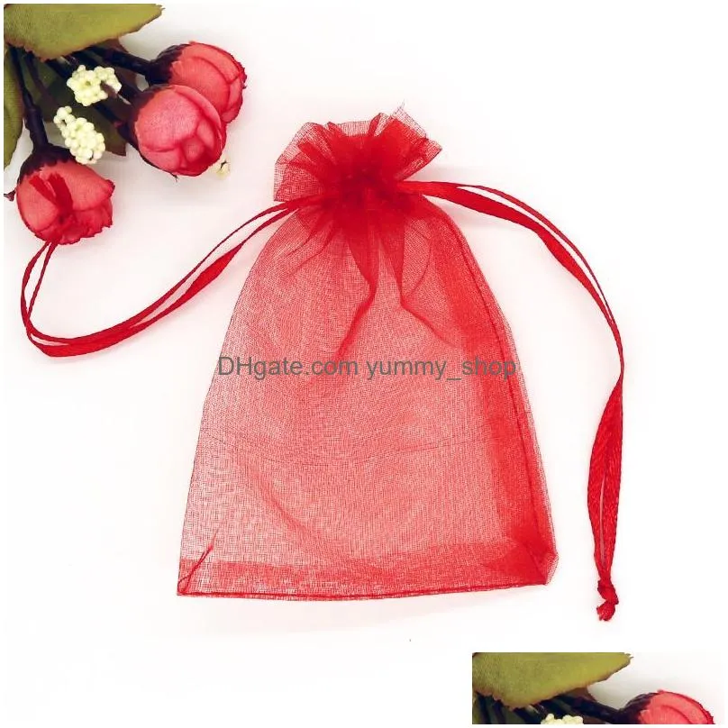 multifunction drawstring organza jewelry pouches packaging display for diy wedding gift beads bags