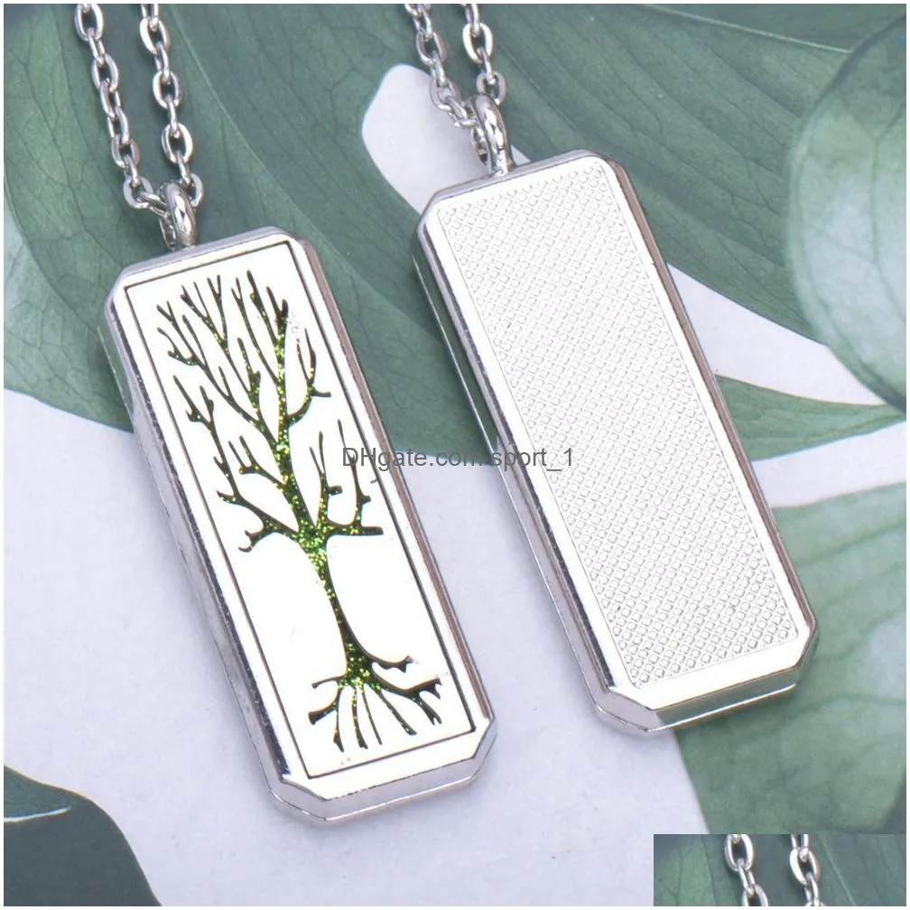 women men aromatherapy necklace diffuser jewelry rectangle stainless steel magnetic locket pendant  oil perfume necklaces