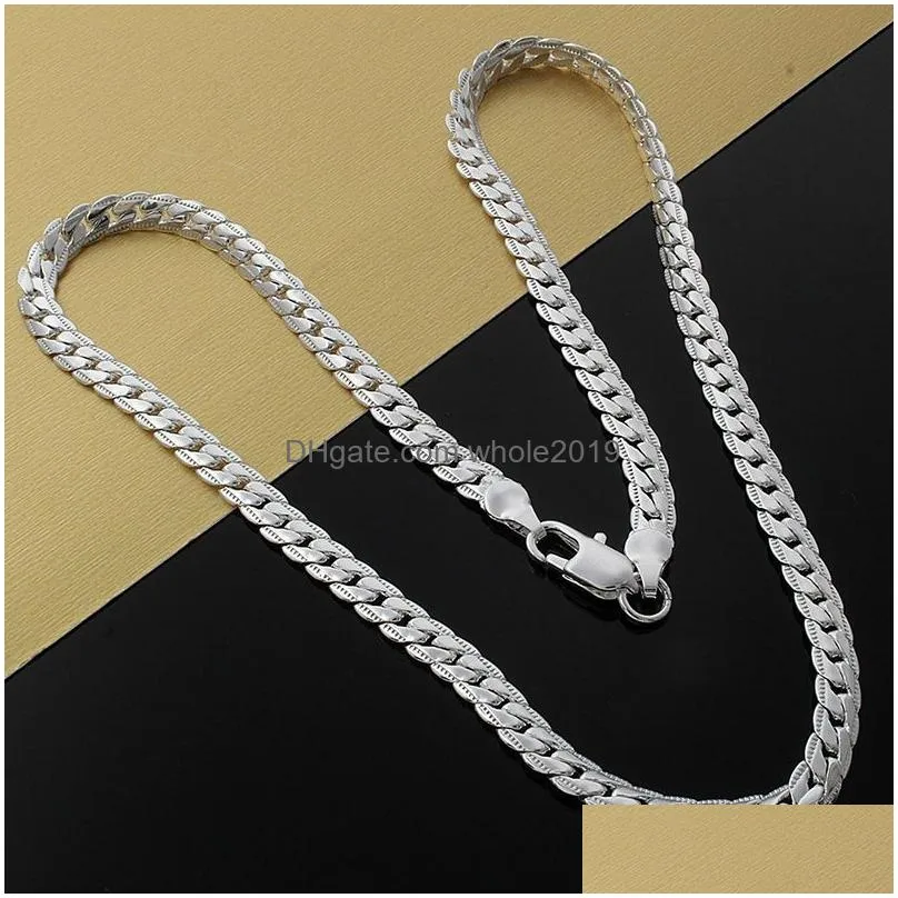 classic women men 18-30 inch silver gold chain necklace long metal 5mm snake chains