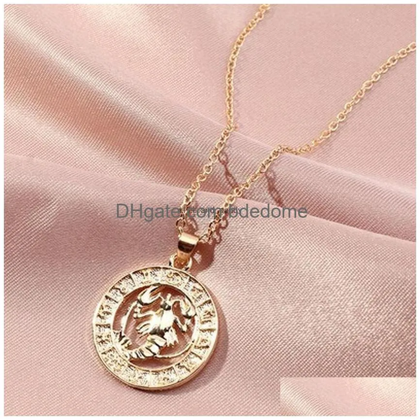 update 12 zodiac sign necklace coin gld chain aries taurus pendants charm star sign choker astrology necklaces for women fashion jewelry will and