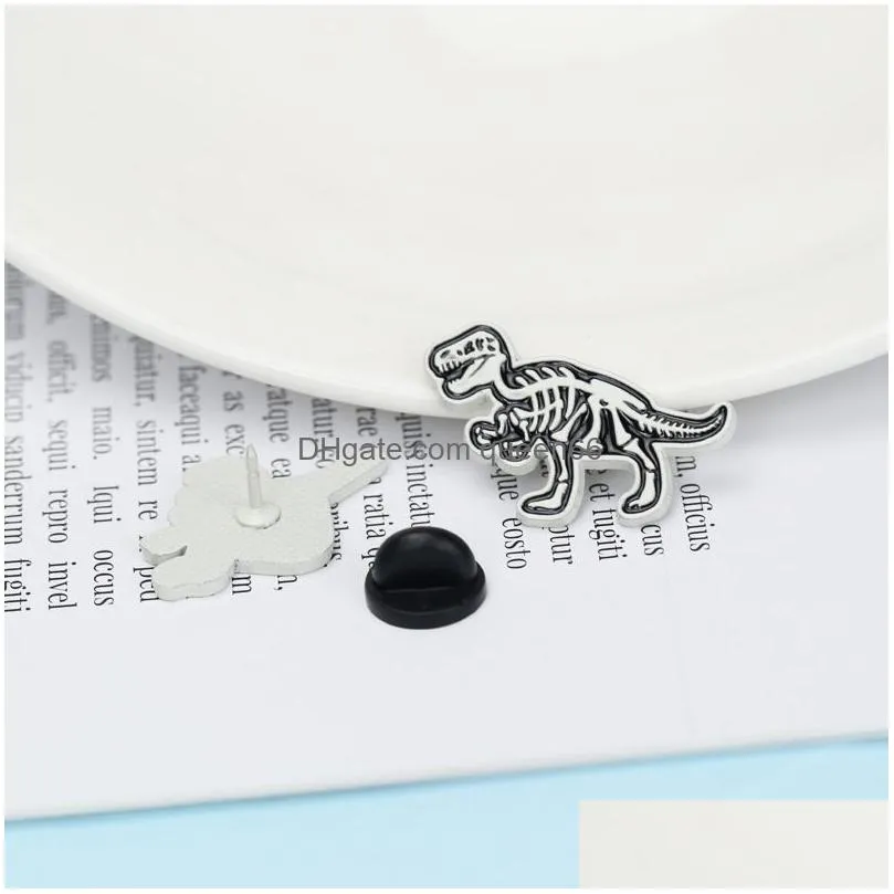 creative mini dinosaur lapel brooch punk ancient animals enamel pin hat badge kids friends jewelry gifts