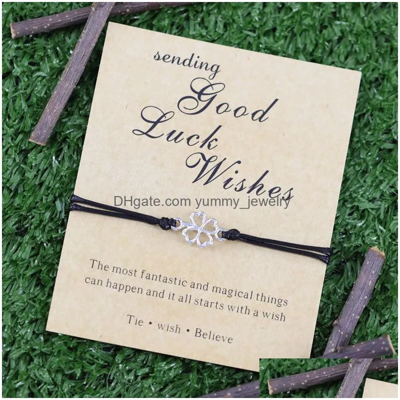 good luck vibes shamrock bracelet lucky four-leaf clover shamrock charms bracelets handmade jewelry women friendship gift
