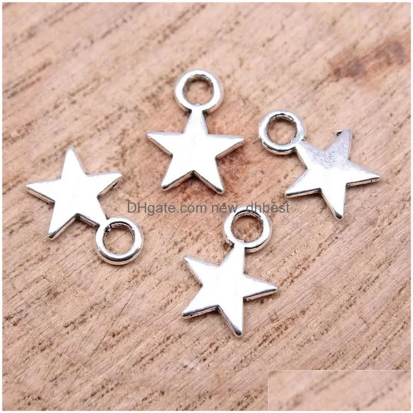 9mm star bead charm gold silver plated small pendant for diy bracelet necklace earring jewelry making alloy 100pcs