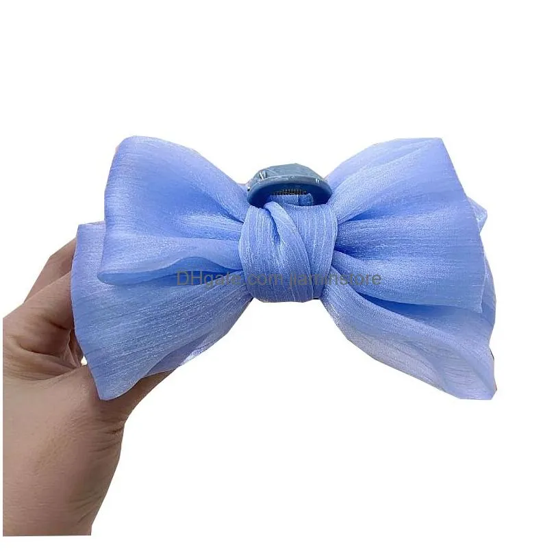 korean plaid bow clamp headwear sweet kawaii dot hair clip claw girls women accessories