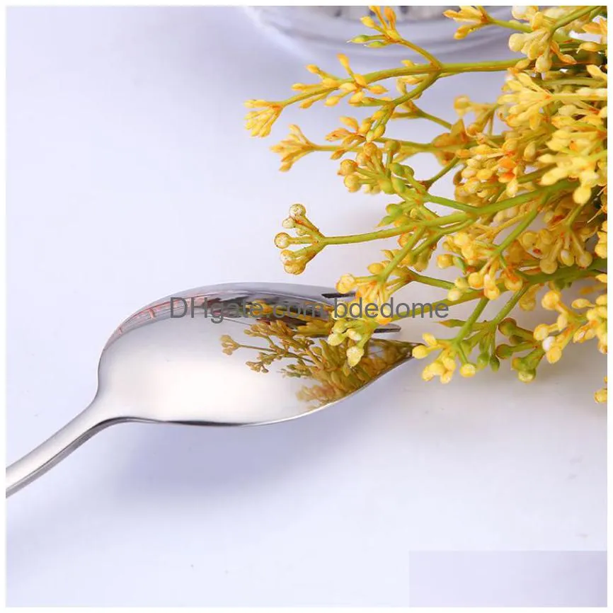long handle tooth spoon fork stainless steel home kitchen dining flatware noodles ice cream dessert spoons forks cutlery tool