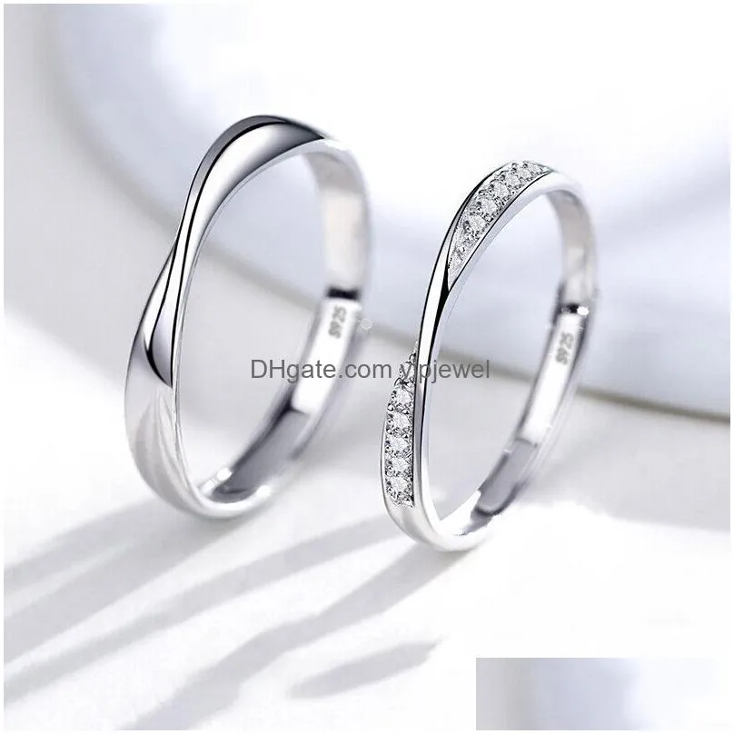fashion simple opening sun moon rings minimalist silver color adjustable ring for men women couple engagement jewelry