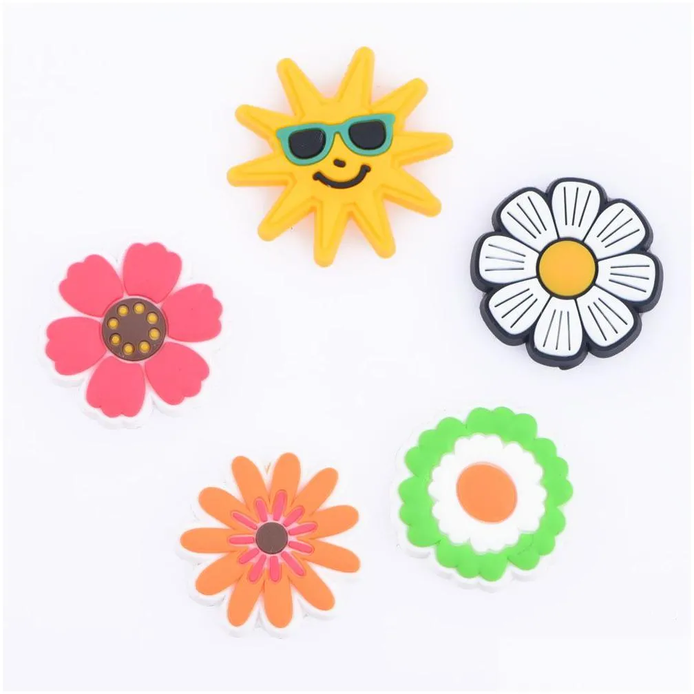 factory wholesale summer bee flower soft pvc rubber shoe clog charms for christmas gift