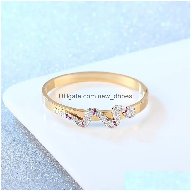 titanium steel diamond bangle bracelets for women bangles accessories high-end trendy design girls hollow belt buckle jewelry