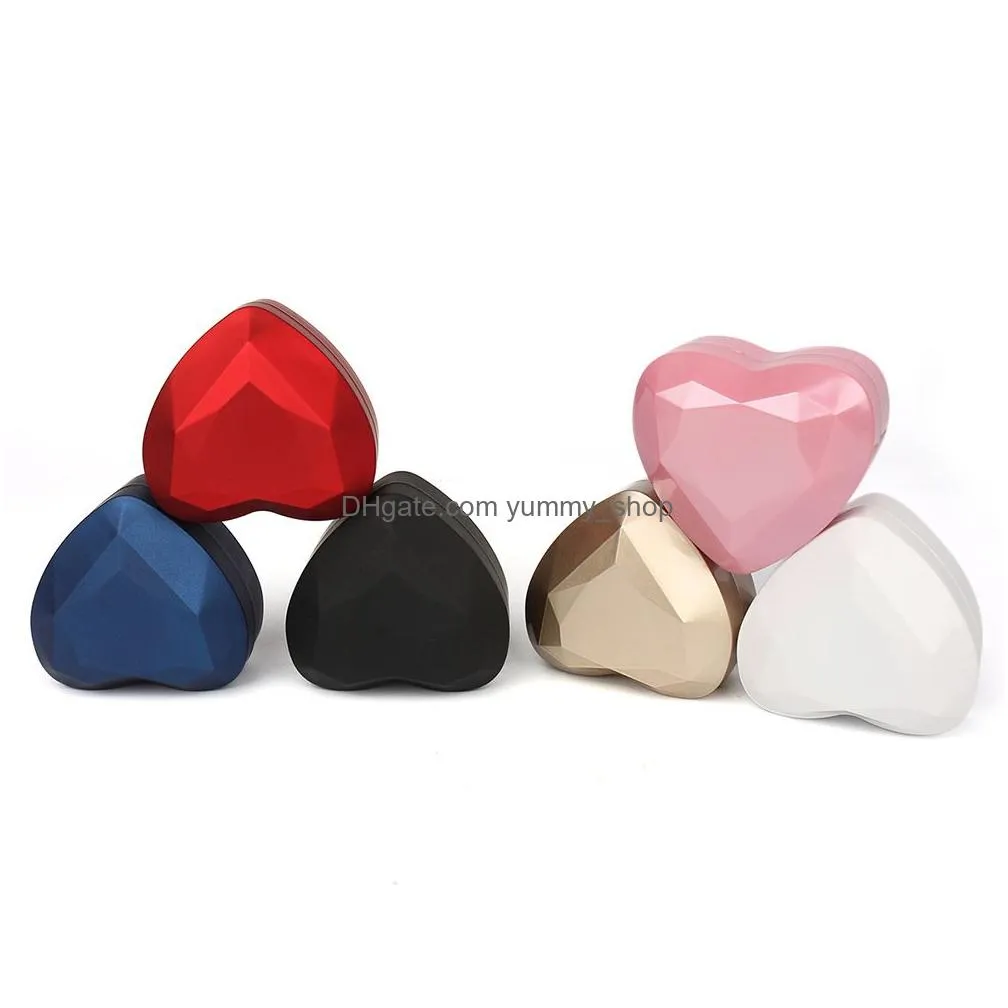 heart shaped led light wedding ring box with display storage jewelry decoration cases pendant bag birthday gift