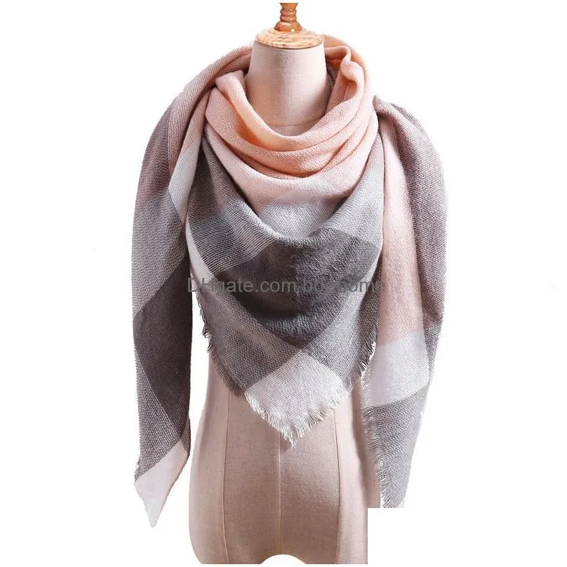 fashion street knitted spring winter women scarf plaid warm cashmere scarves shawls neck pashmina lady wrap