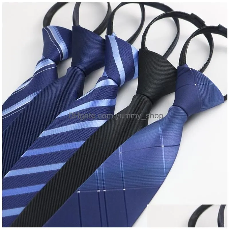 men zipper tie lazy ties fashion 8cm business necktie for man skinny slim narrow bridegroom party dress wedding neckties present