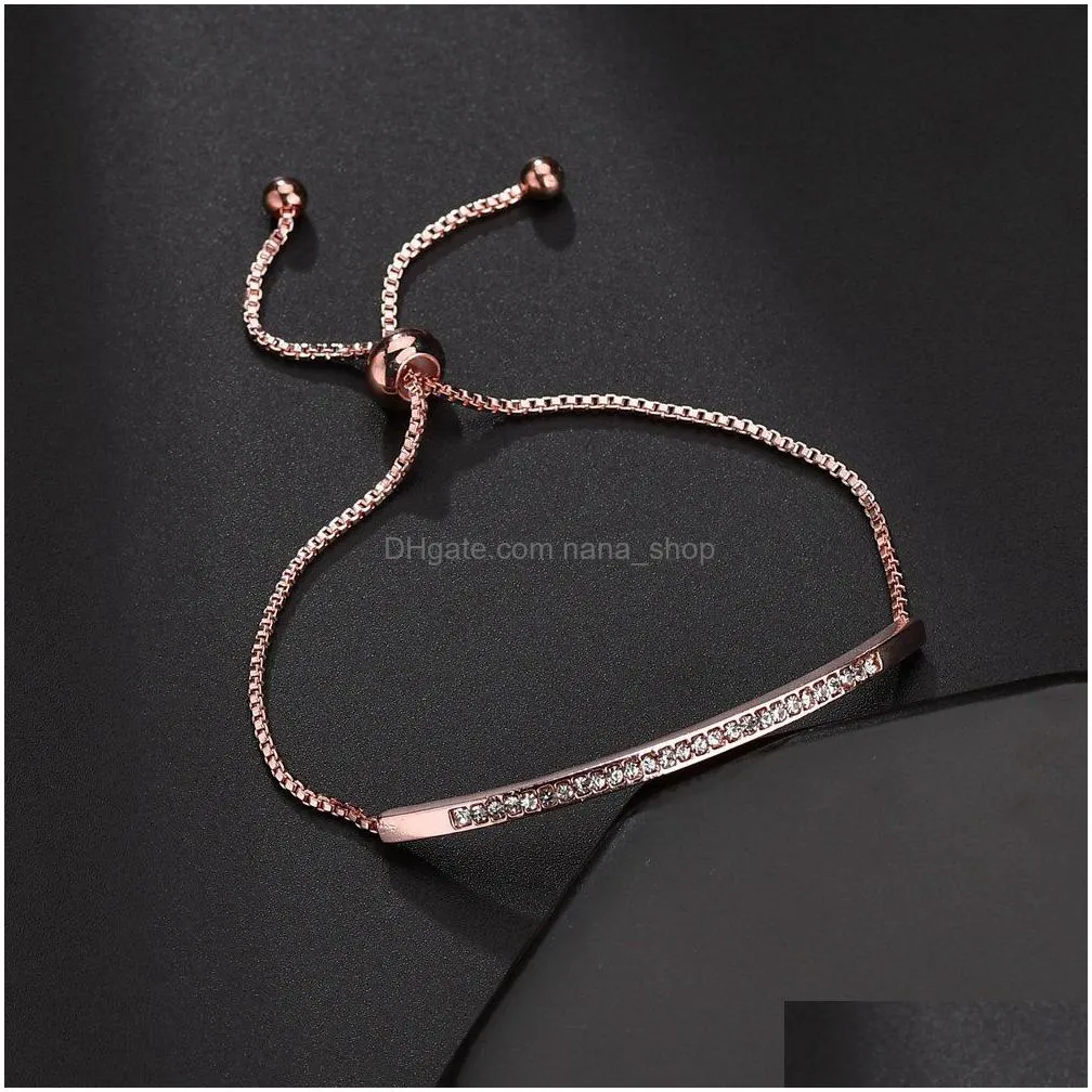 girls adjustable link chain bracelet bangle for women bar rose gold sliver color jewelry