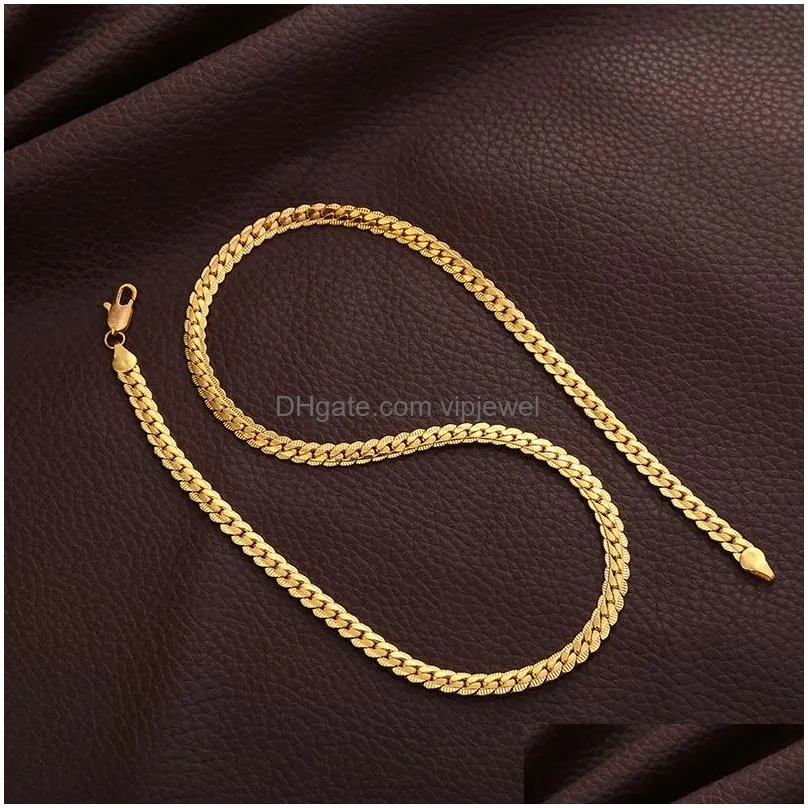 hip hop diameter 3 mm men women snake chains necklace silver 18k gold color chain 18-30 inch choker