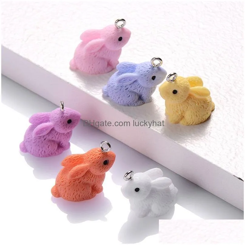 cute resin charm 3d animal rabbit charms for making jewelry earring necklace keychain diy kids gift supply